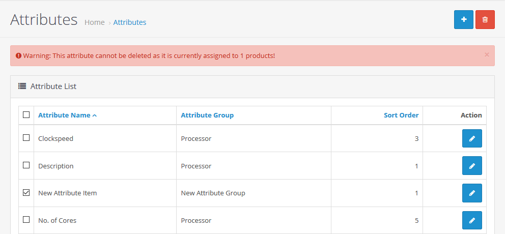 Attributes Delete Error