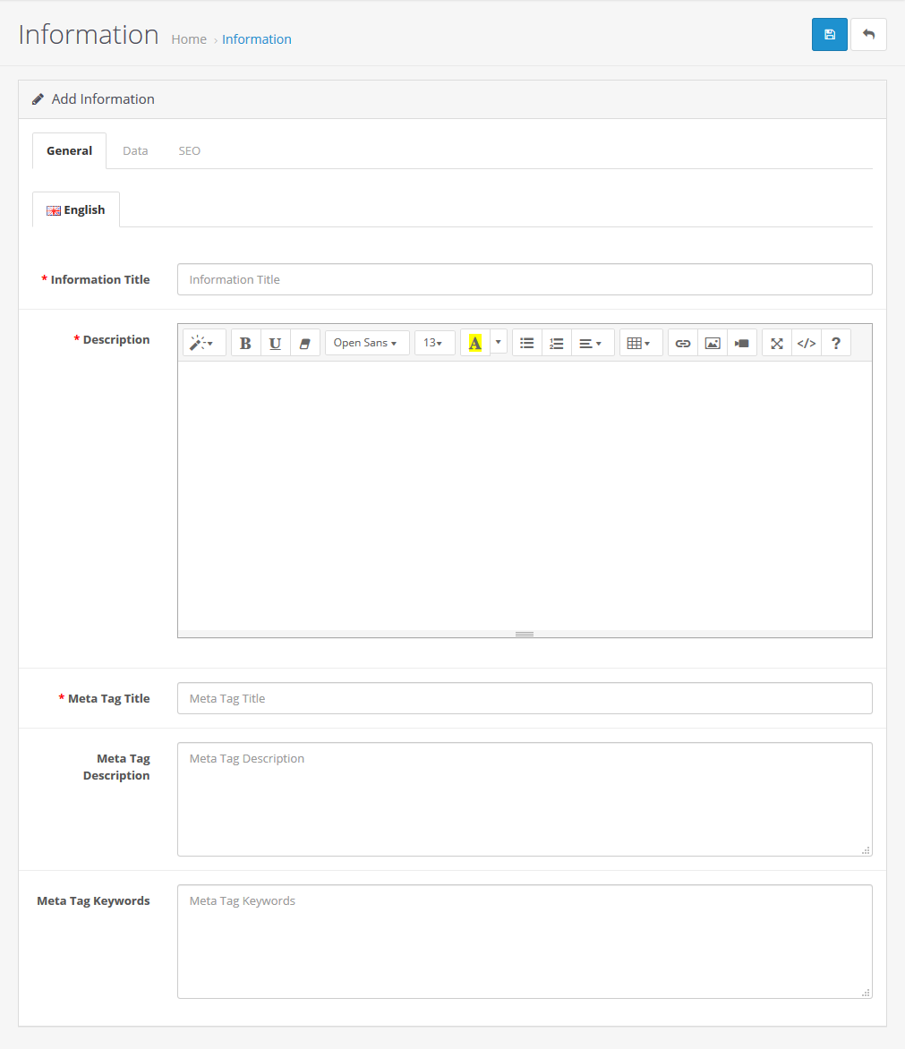 Information Info - General