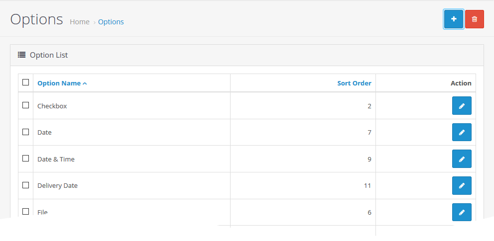Options List