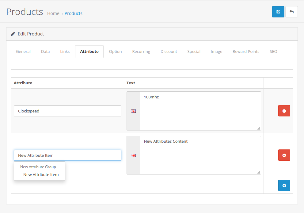 Product Attributes