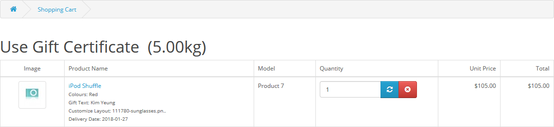 Store front - Checkout list