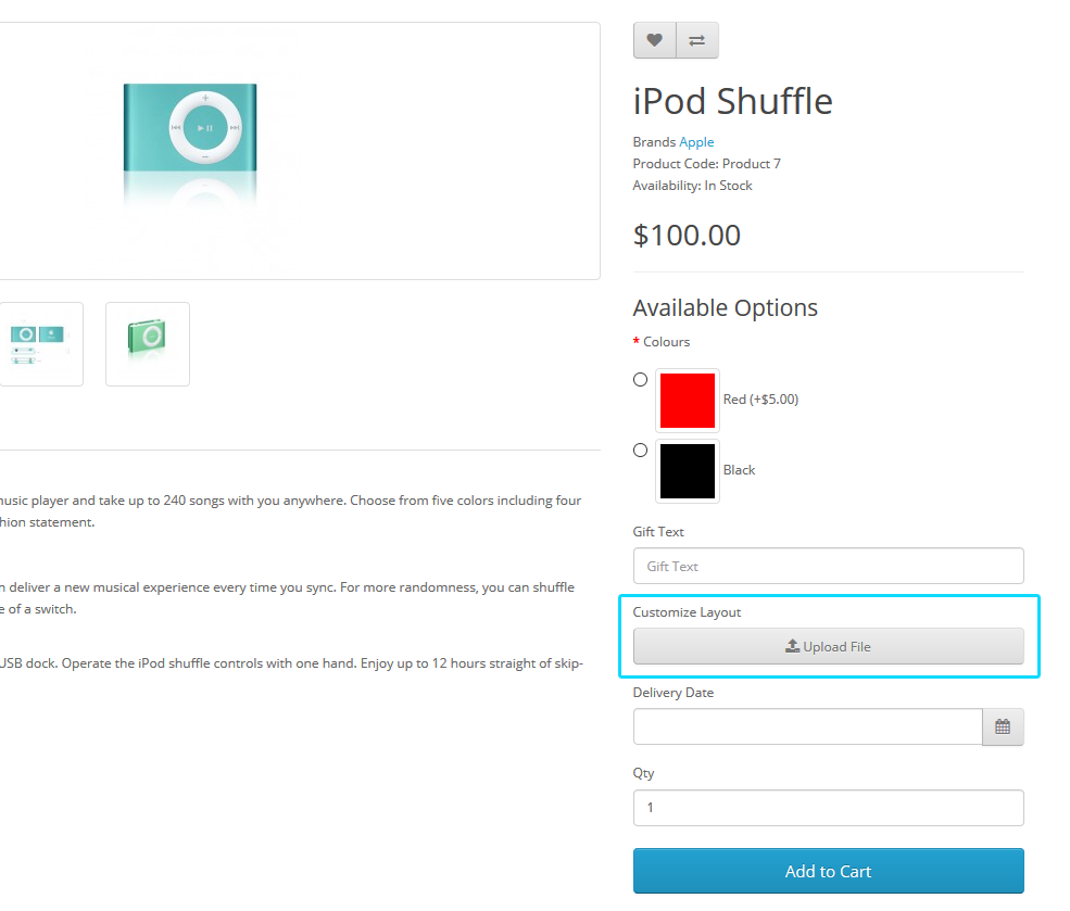 Store front - Product Option File
