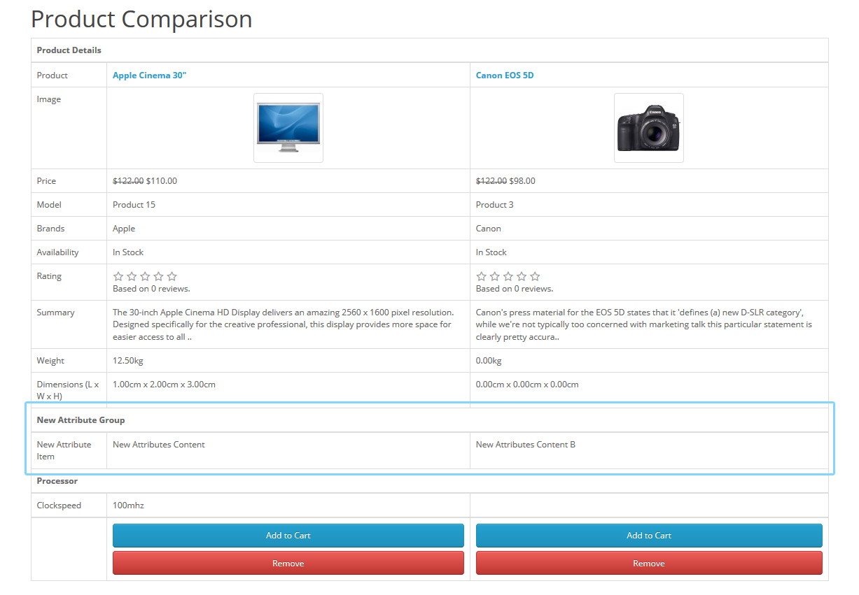 Store Front Compare Products